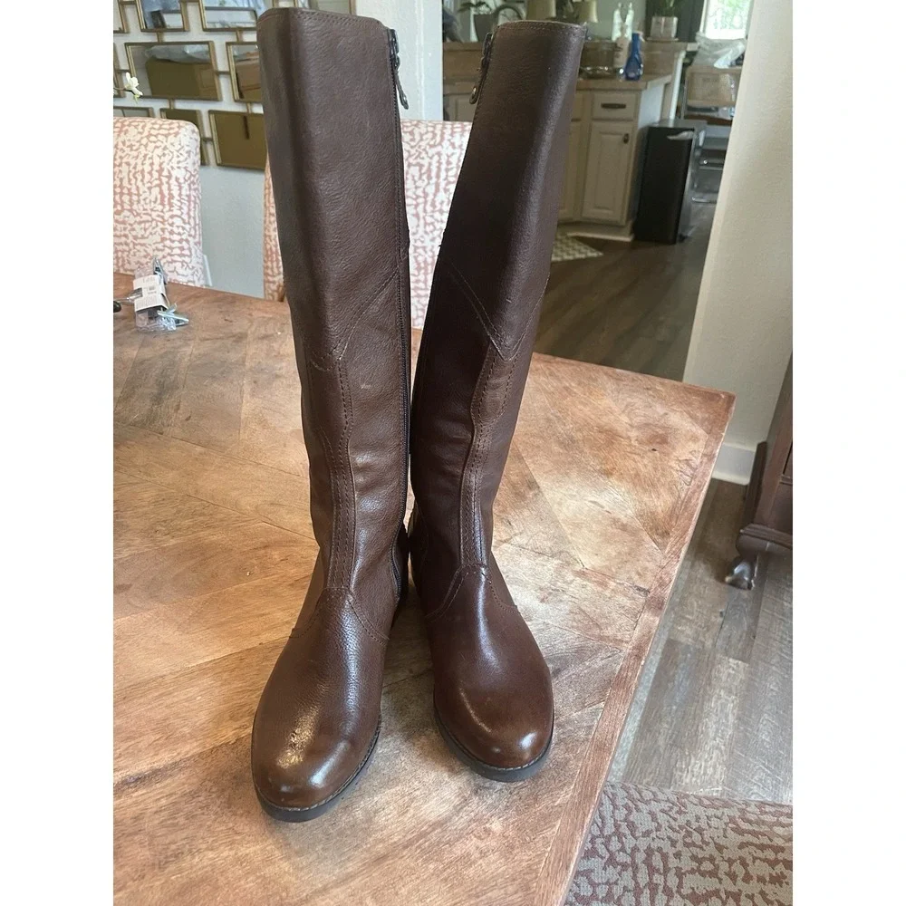 Rockport Hydro-Shield Waterproof Tall Brown Leather Boots Womens 7 Wide